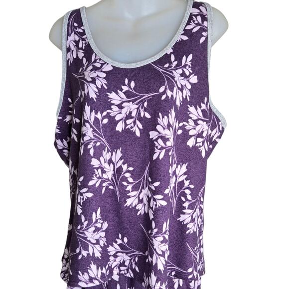 Live Love Lounge Womens Pajama Set XXL Tropical Leaves Karen Neuburger Stretch - Picture 2 of 12
